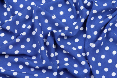 Ткань плательно-блузочная штапель, Maks Style, вискоза 100%, синий принт горох, арт. MS- 1146 D-29 С-4