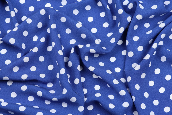Ткань плательно-блузочная штапель, Maks Style, вискоза 100%, синий принт горох, арт. MS- 1146 D-29 С-4