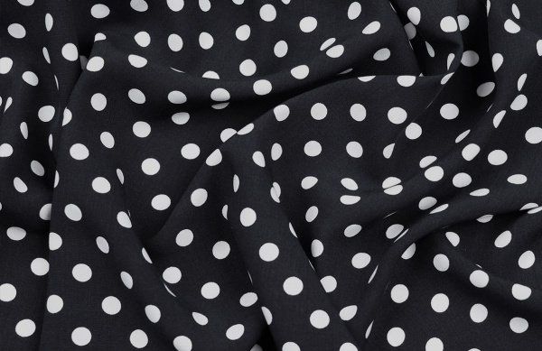 Ткань плательно-блузочная штапель, Maks Style, вискоза 100%, черный принт горох, арт. MS- 1146 D-29 С-3