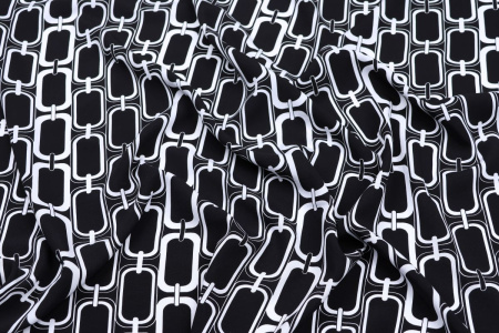 Ткань плательно-блузочная штапель, Maks Style, вискоза 100%, цвет ткани черный, цепи, арт. MS- 1226 D-17 C-2