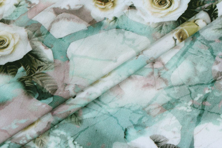 Ткань плательно-блузочная вискоза сатин, Maks Style, вискоза 100%, цветочный принт, арт. 1197 D- 22