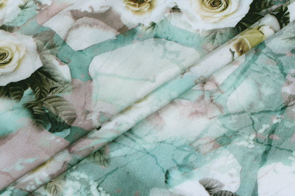 Ткань плательно-блузочная вискоза сатин, Maks Style, вискоза 100%, цветочный принт, арт. 1197 D- 22