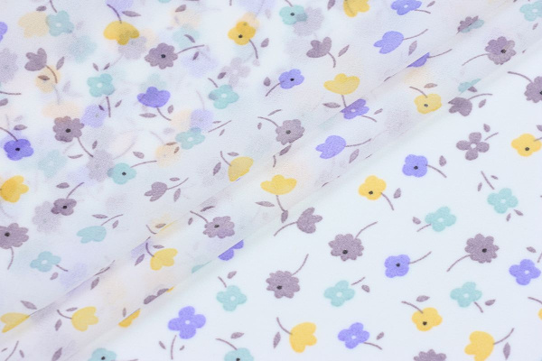 Ткань плательно-блузочная шифон, Maks Style, цветочный принт, арт. MS- 1234 D-8 C-1