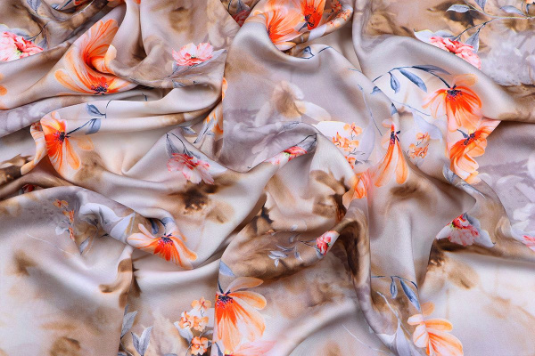 Ткань плательно-блузочная вискоза сатин, Maks Style, вискоза 100%, цветочный принт, арт. D- 6119