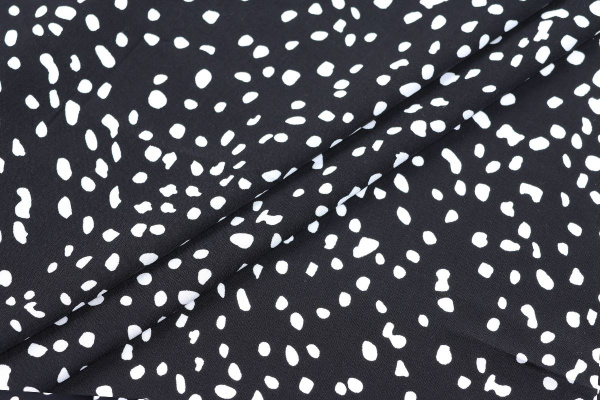 Ткань плательно-блузочная штапель, Maks Style, вискоза 100%, цвет ткани черный, белые камушки, арт. MS- 2208 D-4 C-2