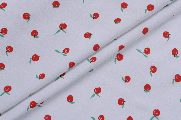 Ткань плательно-блузочная штапель, Maks Style, вискоза 100%, ткань серо-розовая принт ягоды, арт. 4203 D-2030 С-8
