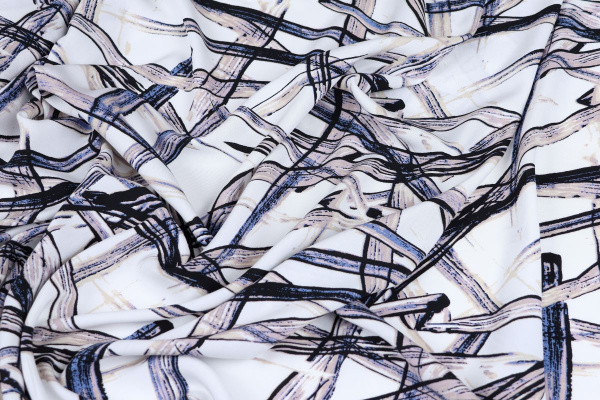 Ткань плательно-блузочная штапель, Maks Style, вискоза 100%, абстракция, полоски, арт. MS- 2209 D- 5 C- 1