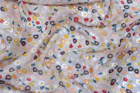 Ткань плательно-блузочная шифон, Maks Style, цветочный принт, арт.MS- 1234 D-12 C-1