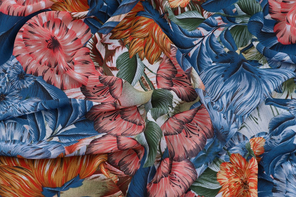 Ткань плательно-блузочная шифон, Maks Style, цветочный принт, арт. C20013A D1016513 C-D