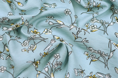 Ткань плательно-блузочная вискоза нейлон, Maks Style, вискоза 80%, нейлон 20%, цветочный принт, арт. MS- 1120 D- 6 С- 2