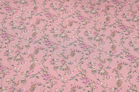 Ткань плательно-блузочная штапель, Maks Style, вискоза 100%, цвет ткани розовый, цветочный принт, арт. MS- 2201 D-51