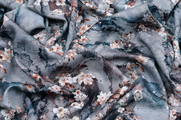 Ткань плательно-блузочная вискоза сатин, Maks Style, вискоза 100%, цветочный принт, арт. D- 63